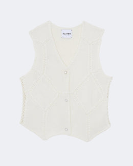 Gilet en cachemire blanc pour femme - Kujten packshot