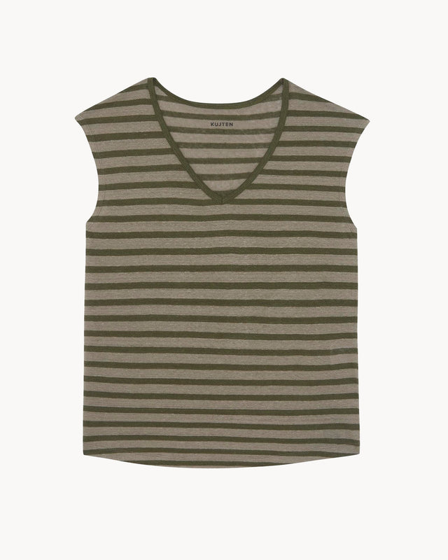 T-Shirt Karol Stripes light khaki - Image principale
