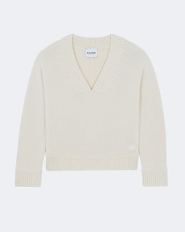Pull en cachemire blanc pour femme - Kujten packshot