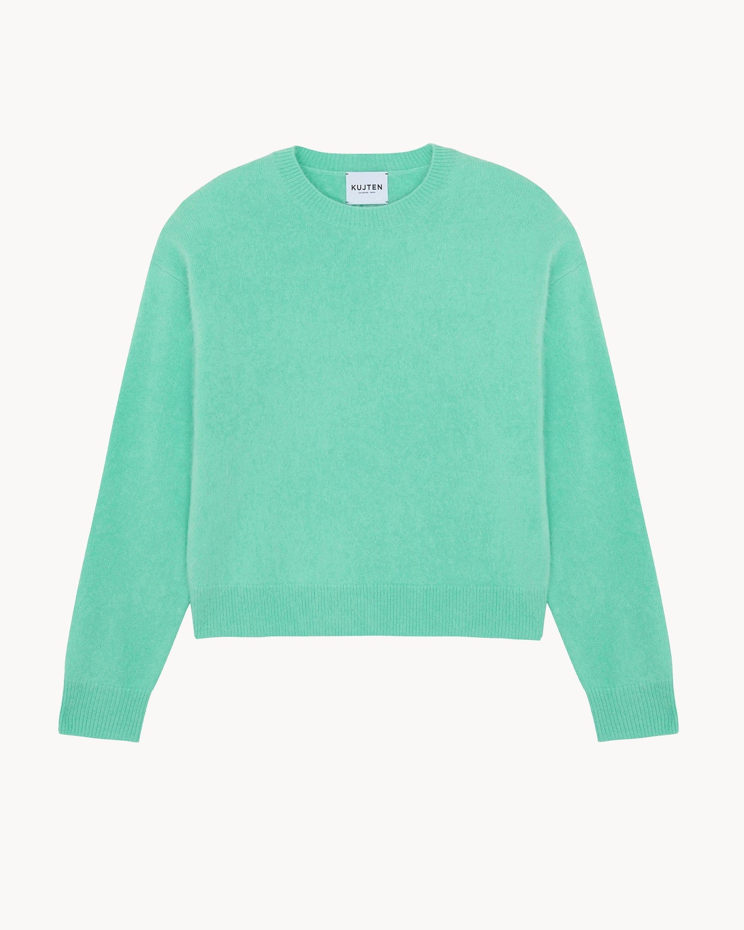 Almond Green Women Round Neck Cashmere Sweater Kujten Cashmere