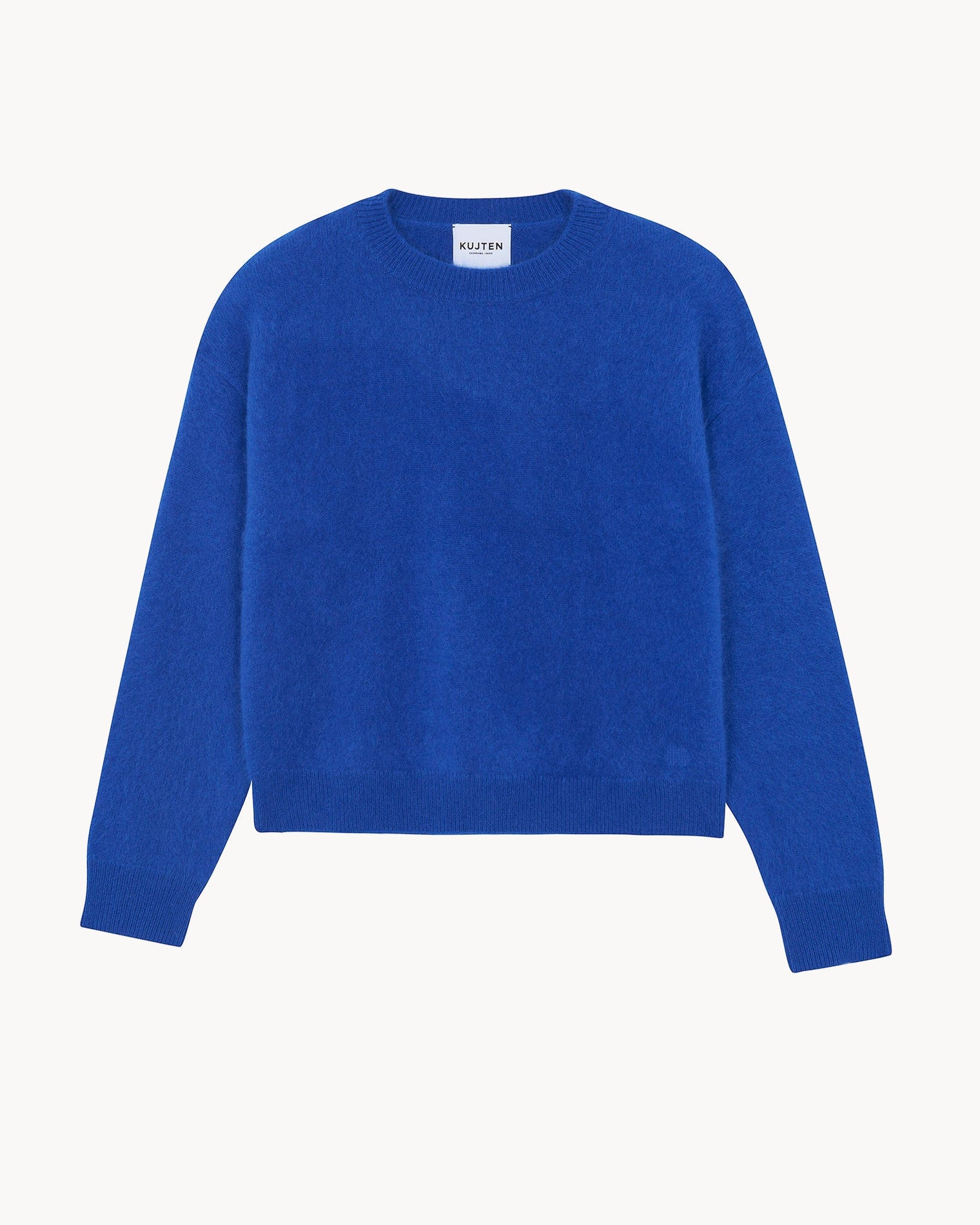 Fluffy Kabalos Blue Women Round Neck Cashmere Sweater Kujten