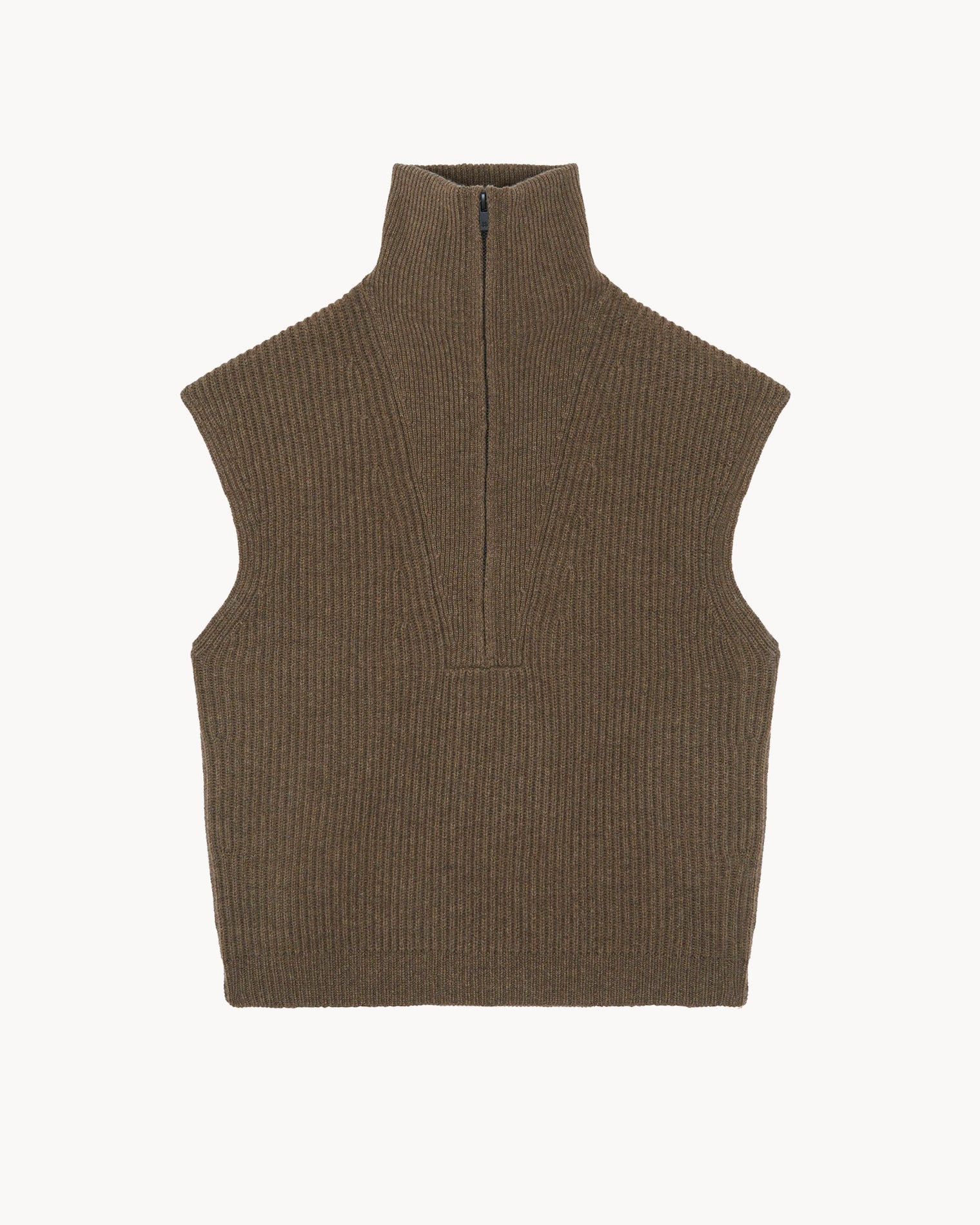 Moss Khaki Chimney Neck Cashmere Sweater Kujten Cashmere