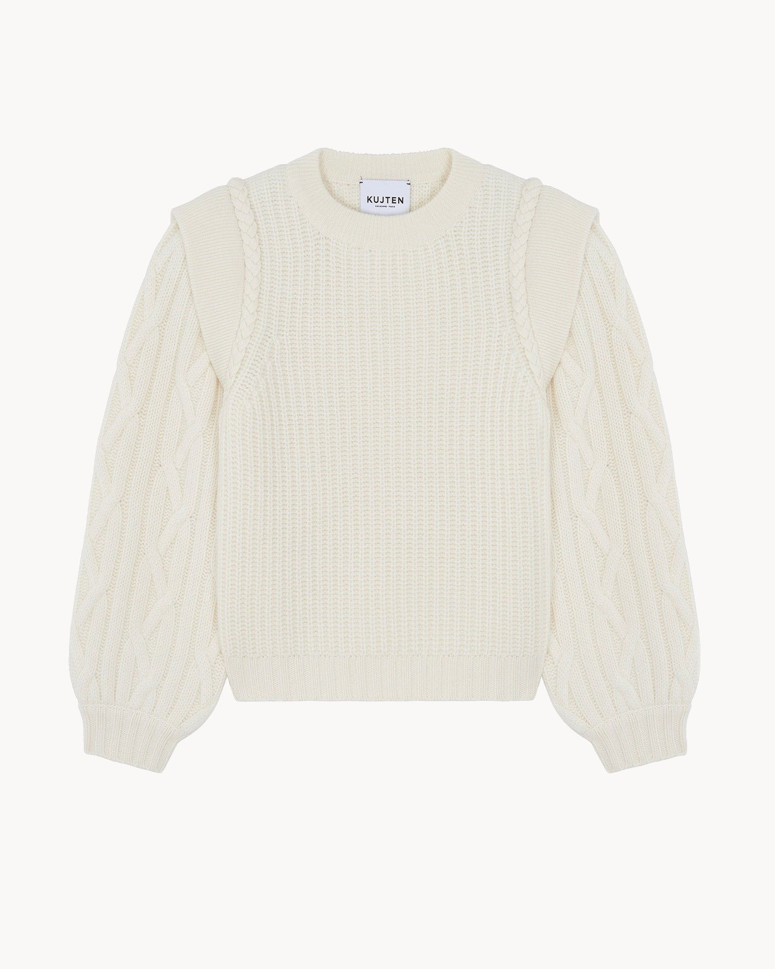 White Women Round Neck Cashmere Sweater Kujten Cashmere