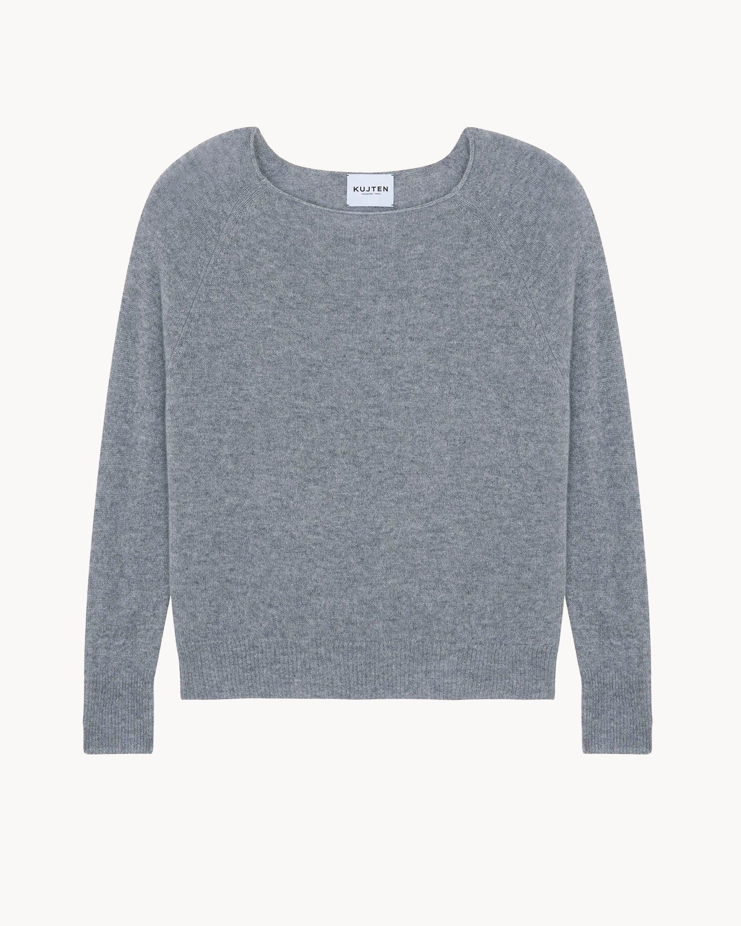 Marl Gray Round-Neck Cashmere Sweater Kujten Cashmere