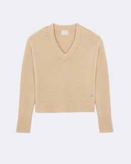 Pull en cachemire beige pour femme - Kujten packshot
