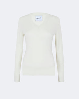 Pull en cachemire blanc pour femme - Kujten packshot