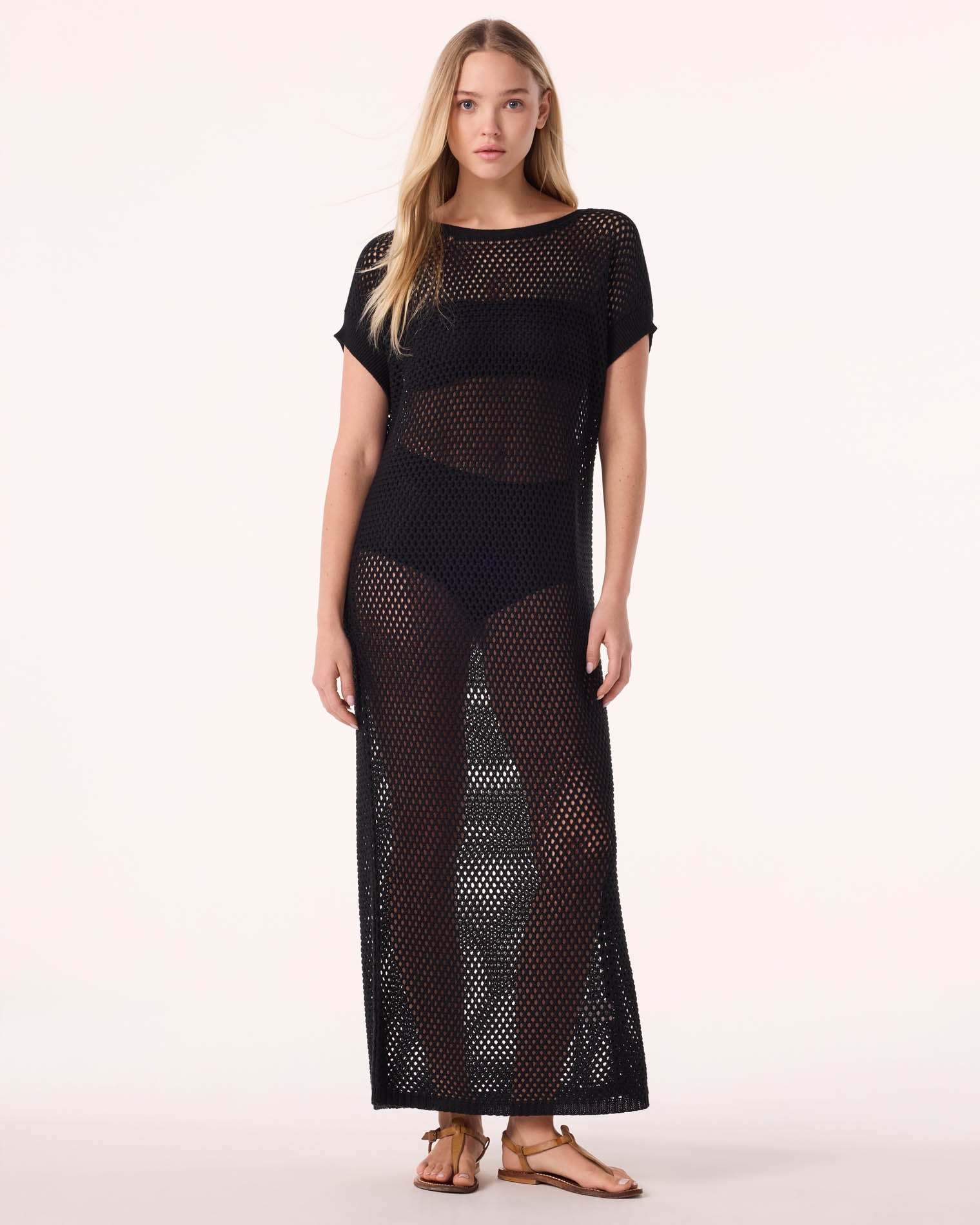Black Crochet Cotton Cashmere Dress