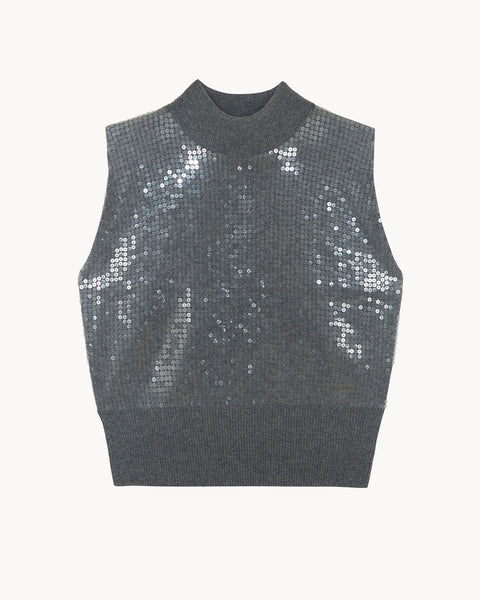 Pull Debardeur Divine Sequins gris flanelle - Image principale