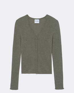Gilet en cachemire kaki pour femme - Kujten packshot