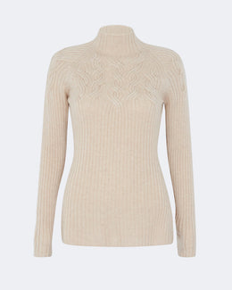 Pull klea côtes plates beige - Kujten packshot