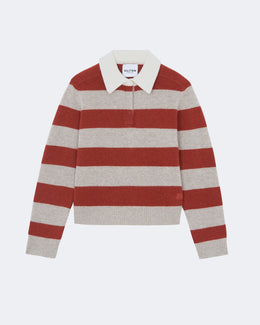 Pull polo royce stripes court orange - Kujten packshot