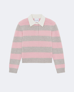 Pull polo royce stripes cachemire rose - Kujten packshot