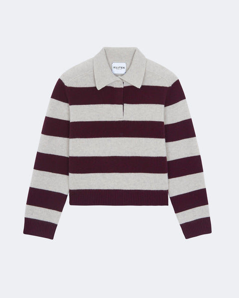 Polo Royce Stripe Burgundy Oat - Image 4