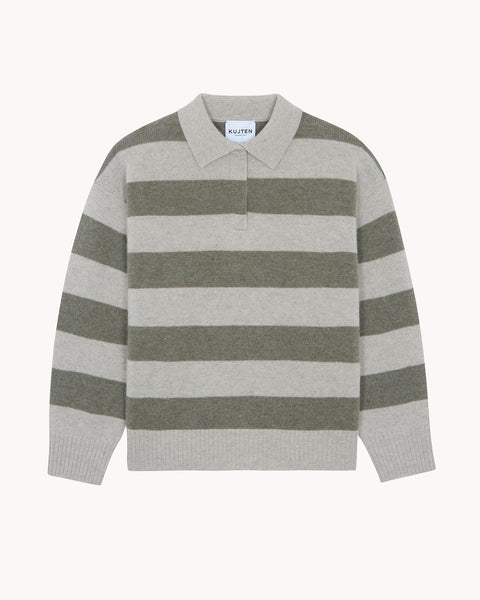 Polo Royde Set Stripe khaki heather - Image principale