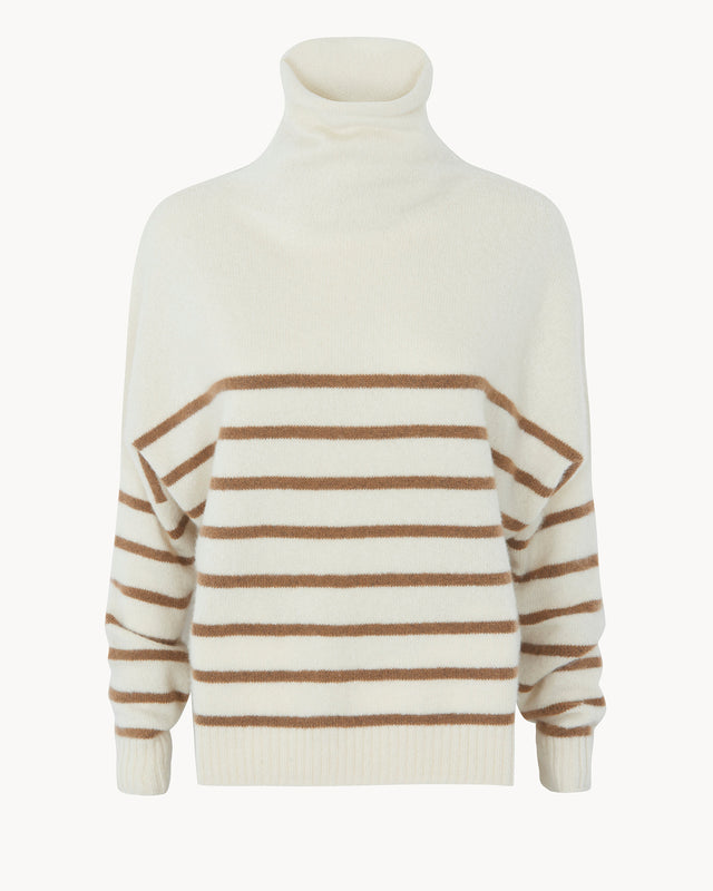 Sweater Tila Stripe Nimbus white camel - Image principale