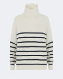 Pull en cachemire blanc et bleu pour femme - Kujten packshot