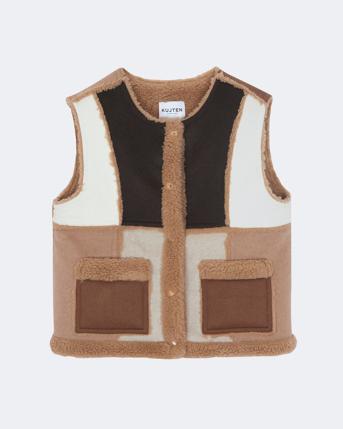 Gilet en cachemire camel pour femme - Kujten packshot