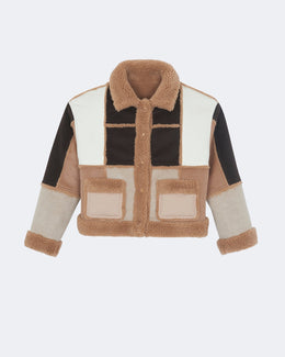 Veste janet patchwork tissé camel - Kujten packshot