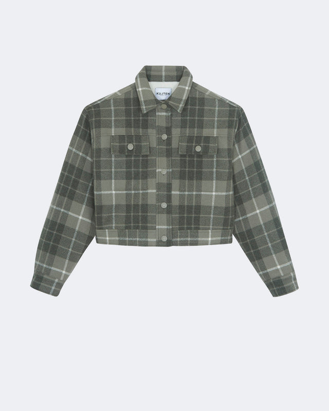 Veste Arya Woven Square kaki chiné - Image principale