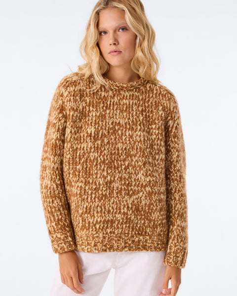 Pull Hand Knit Diane nocciola mouliné - Image 2