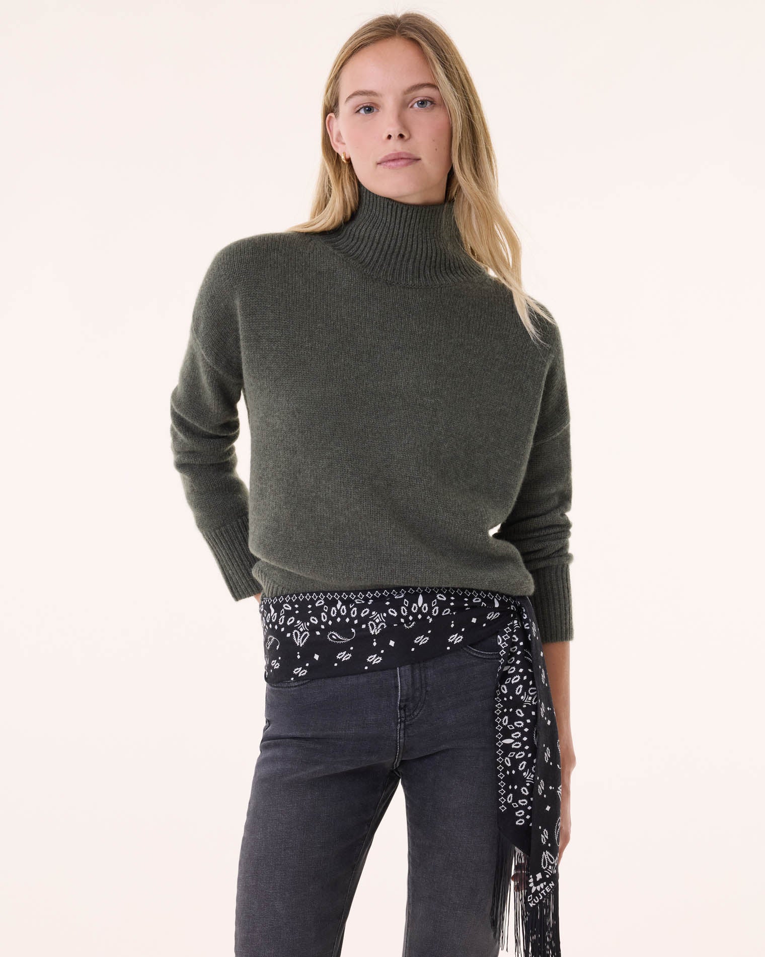 Dark Khaki Cashmere Sweater Kujten Cashmere