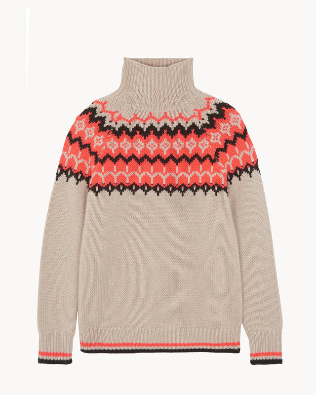 Pull Stella Jacquard beige chiné - Image principale