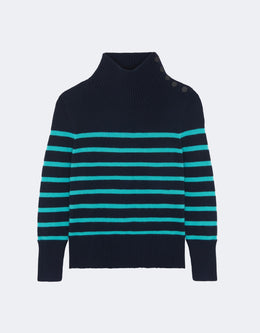 Pull en cachemire bleu pour femme - Kujten packshot