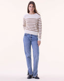 Pull Shima blanc camelo