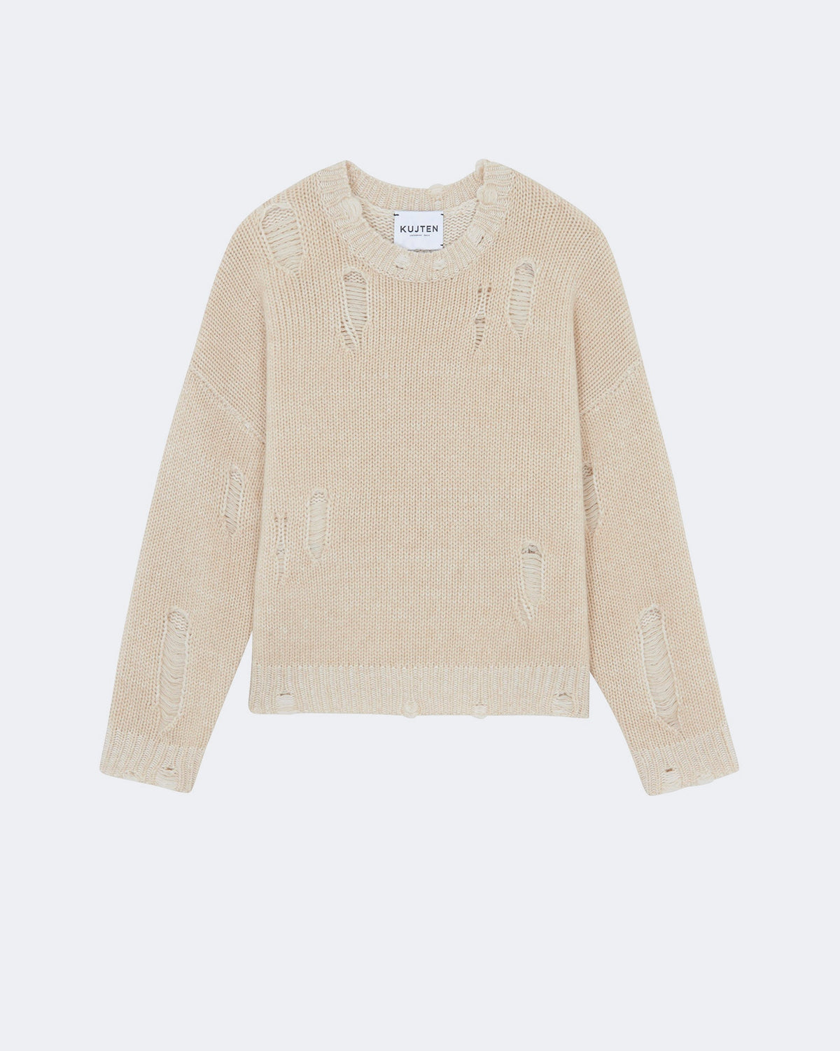Pull brooke tricotage vanisé et ajouré beige - Kujten packshot