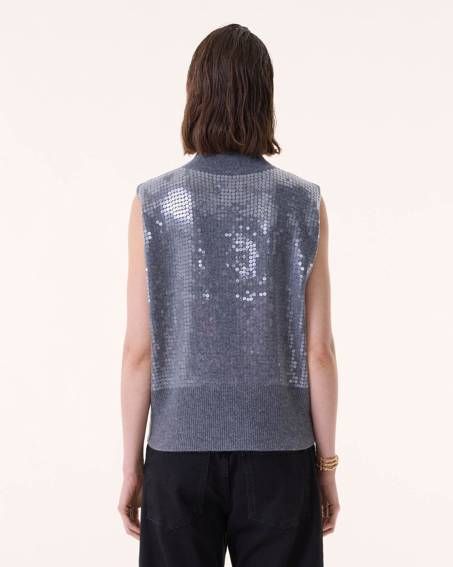 Sweater Tank Top Divine Sequins flannel gray
