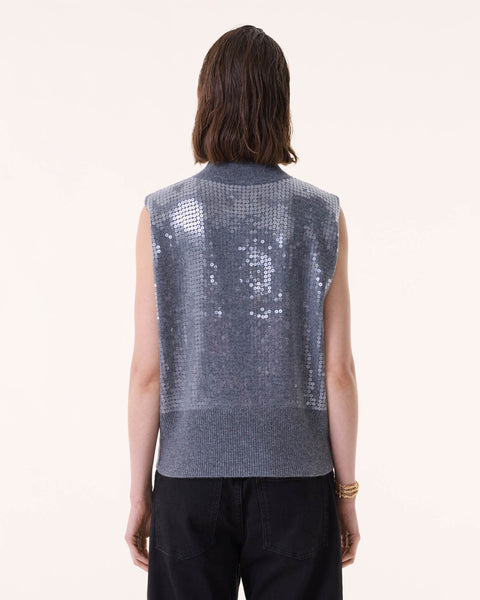 Pull Debardeur Divine Sequins gris flanelle - Image principale