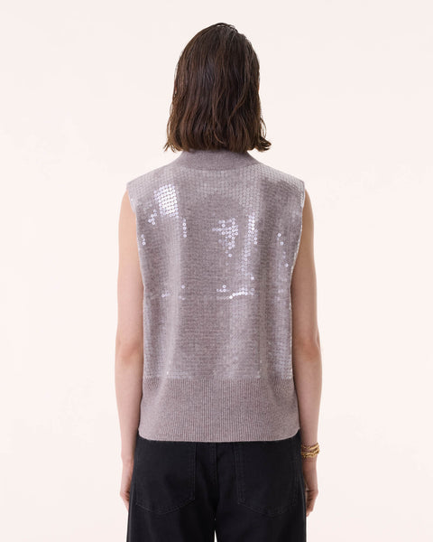 Pull Debardeur Divine Sequins taupe clair - Image principale
