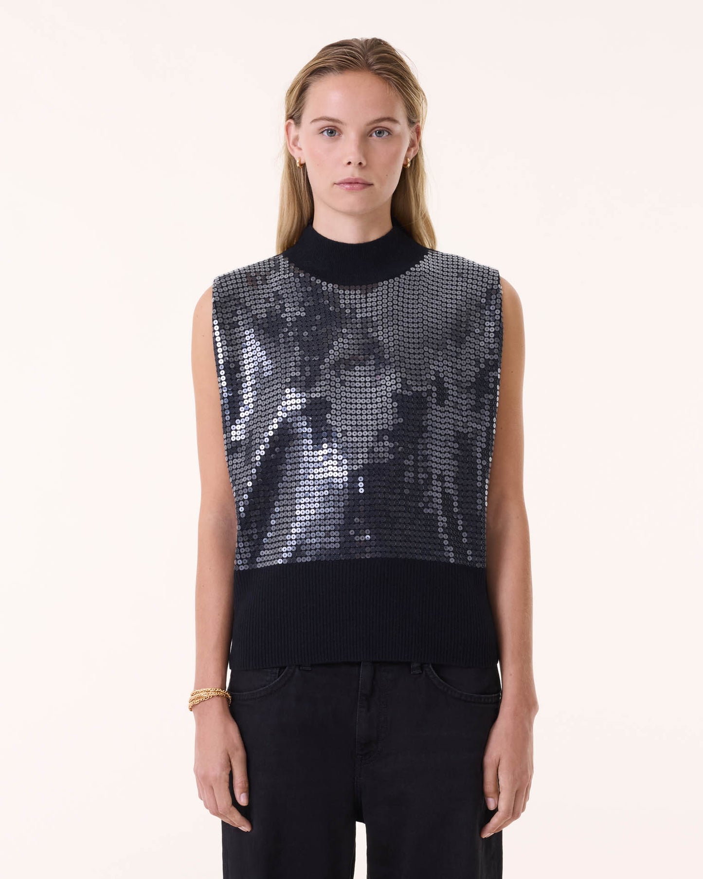 Sweater Tank Top Divine Sequins black