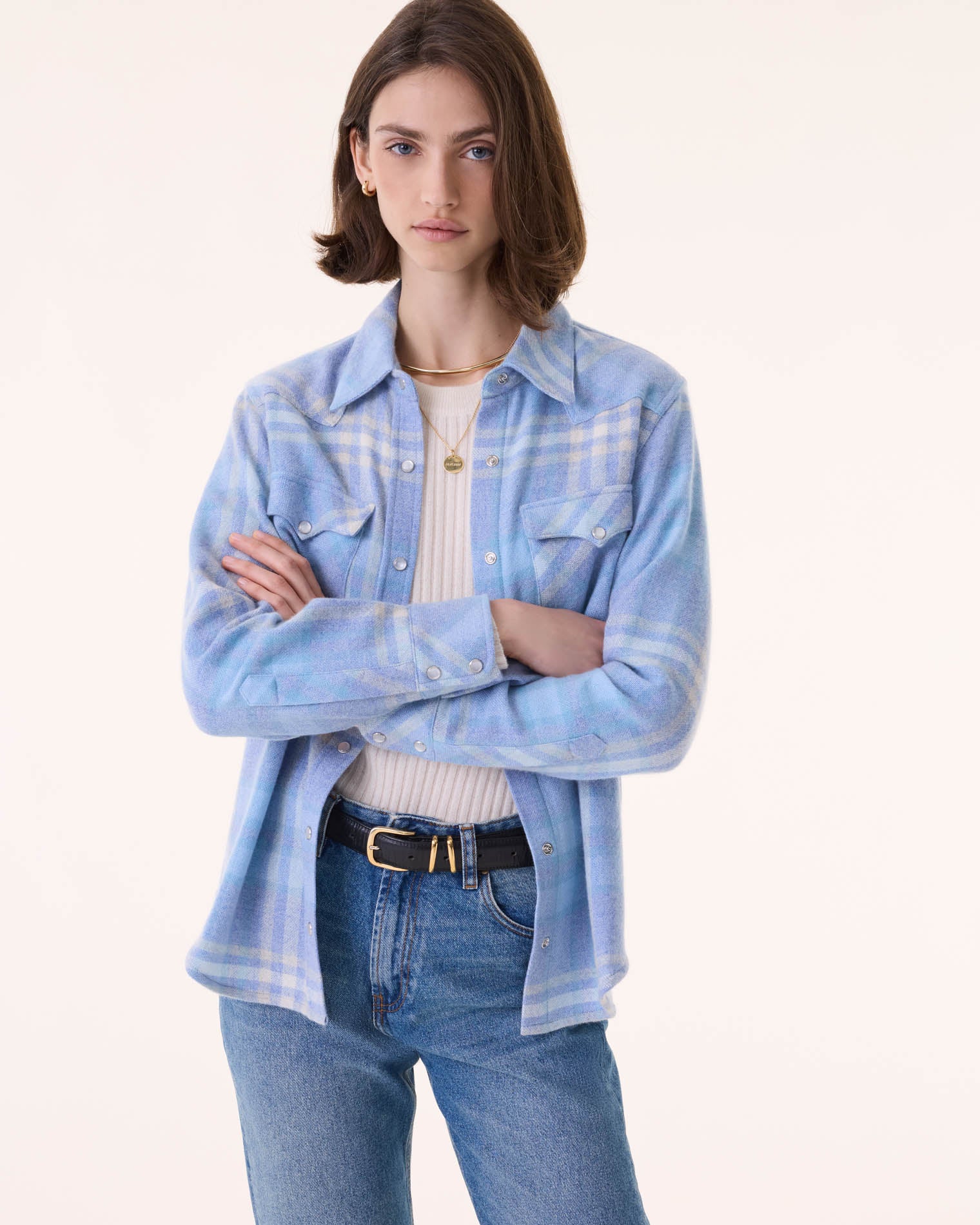 Steel Blue Cashmere Shirt Kujten Cashmere