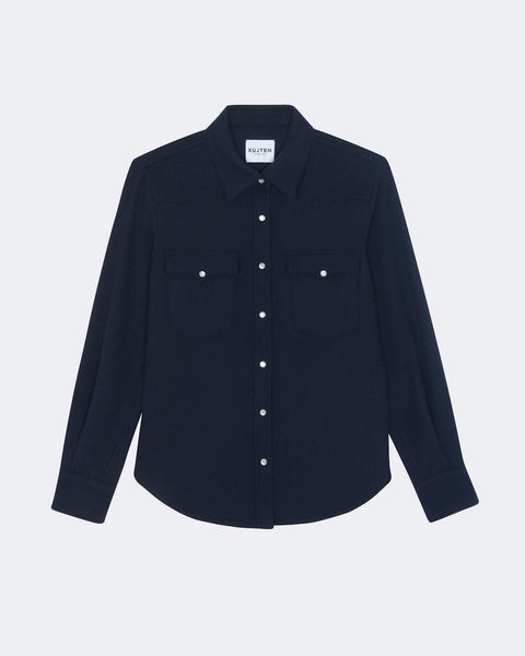 Overshirt Lumber Plain Dark Navy Blue - Image 4