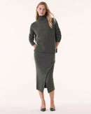 Jupe Solange Lacets kaki foncé