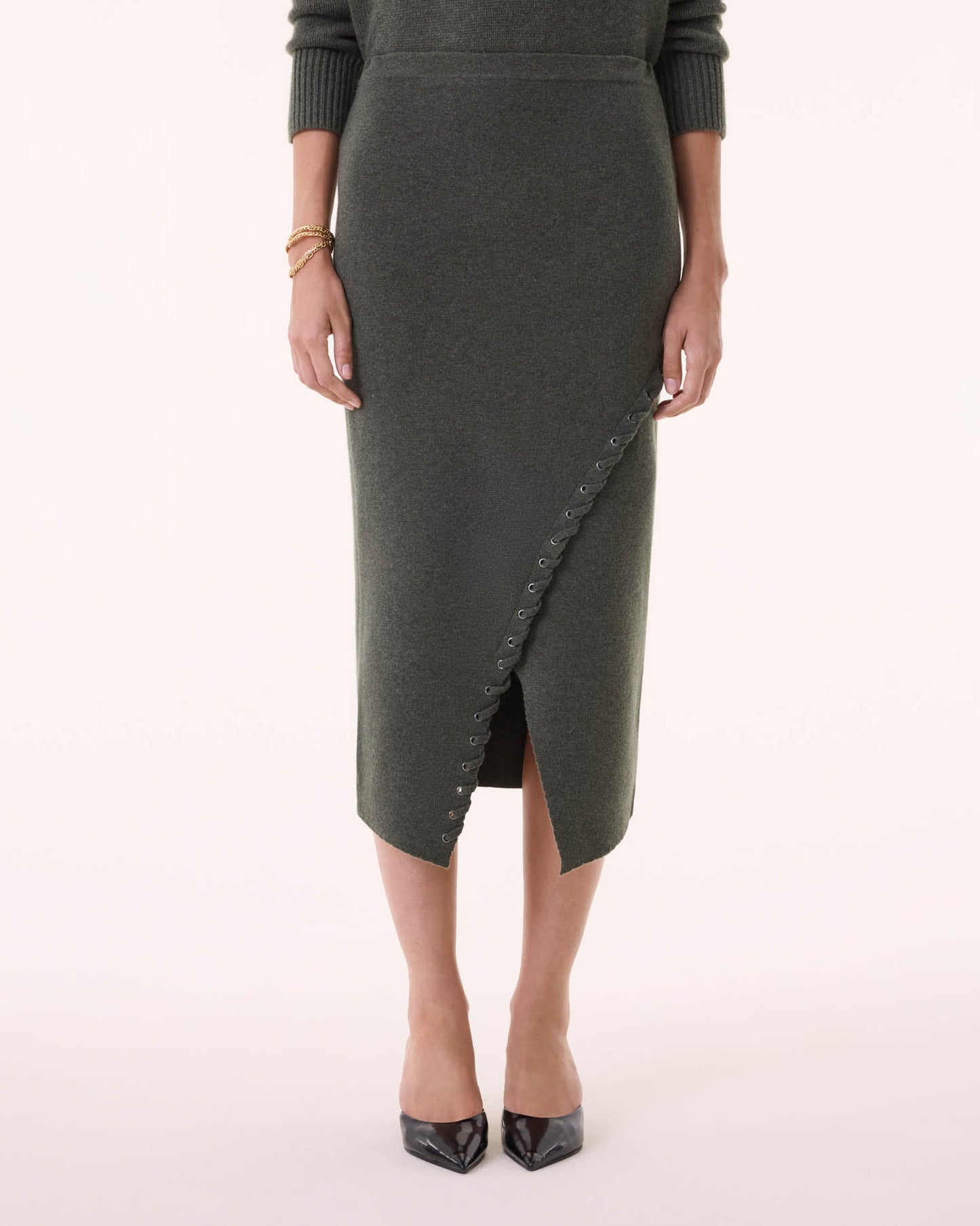 Skirt Solange Lacets dark khaki