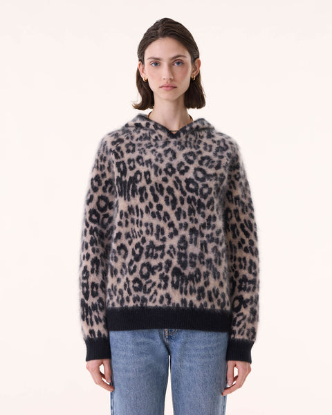 Pull Hoodie Soso Fluffy leopard camel - Image principale