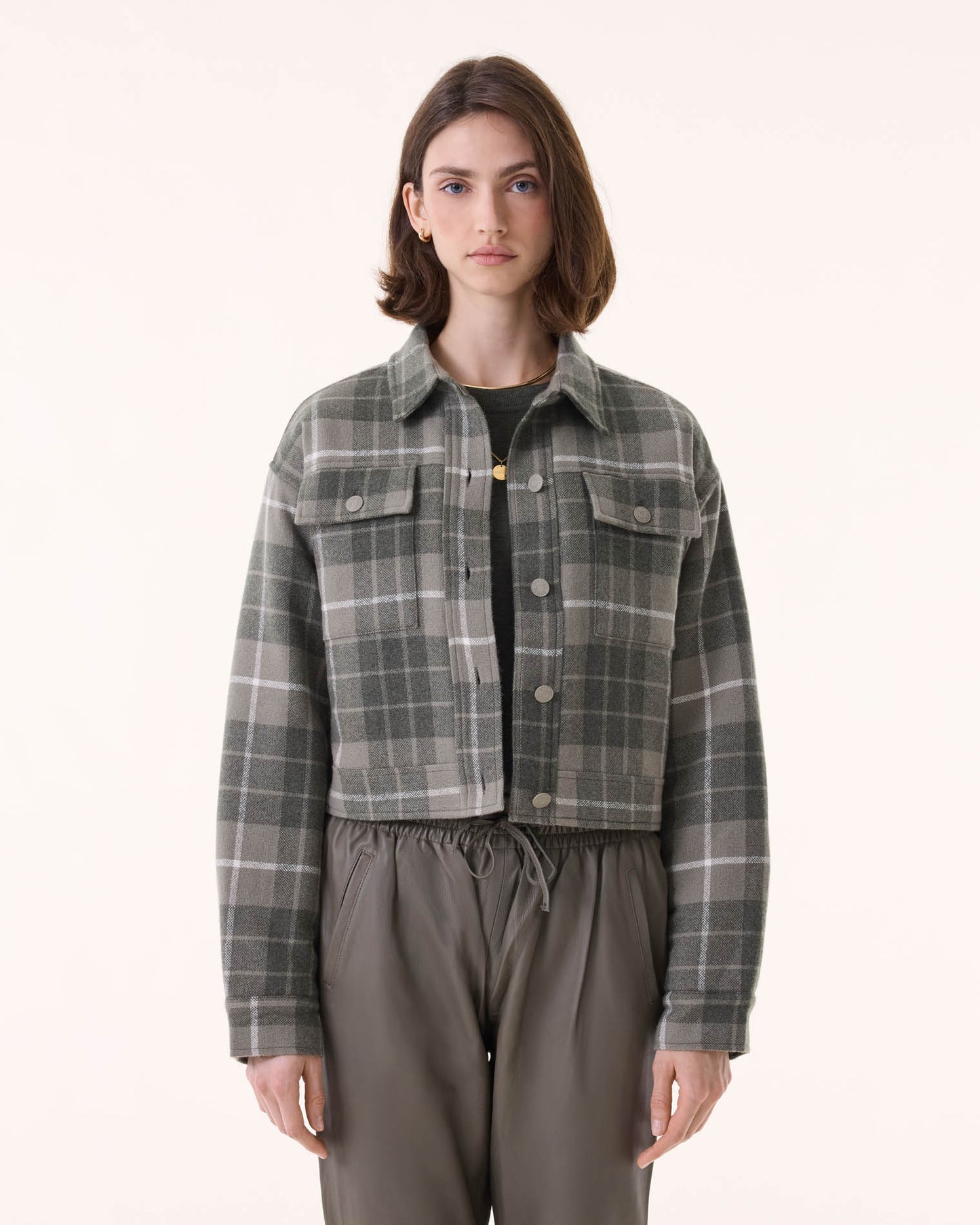 Veste Arya Woven Square kaki chiné