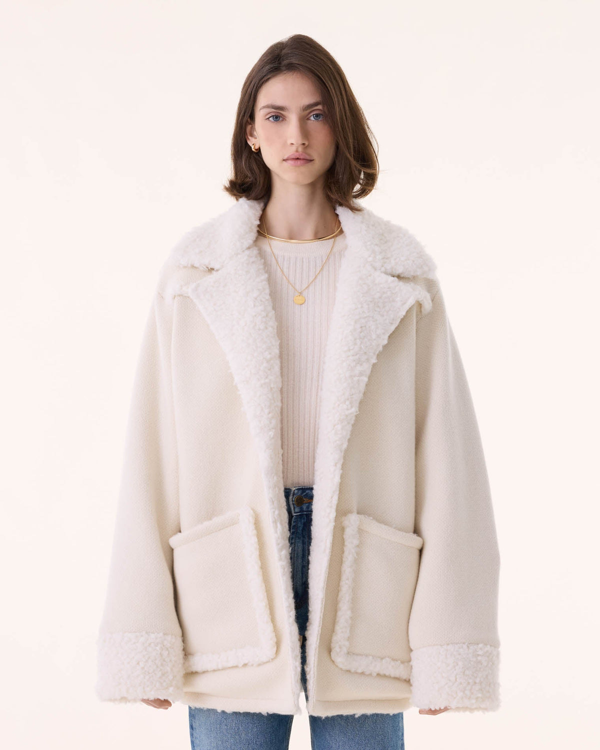 Veste rosalie cachemire blanc - Kujten