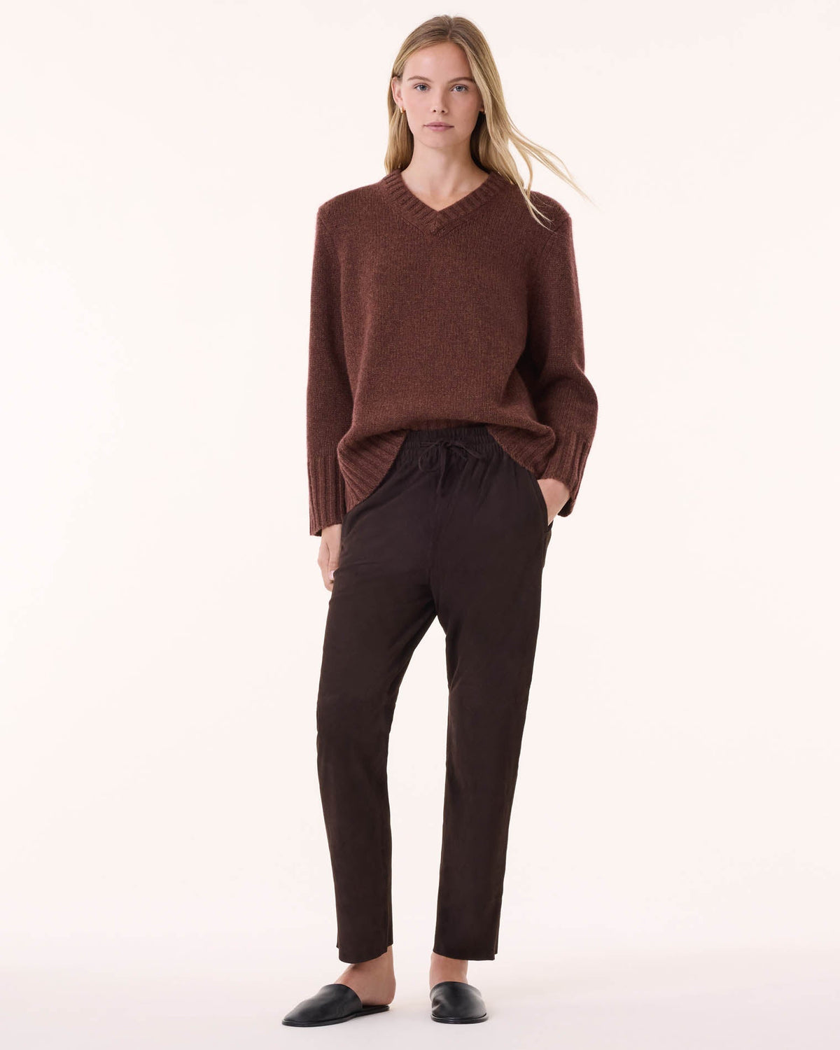 Pull en cachemire marron pour femme - Kujten