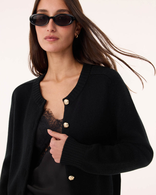Cardigan Caroline Cardi Bijou noir dore - Image principale