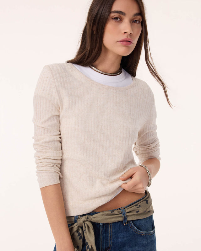 Pull Maori Linvi beige chiné - Image principale