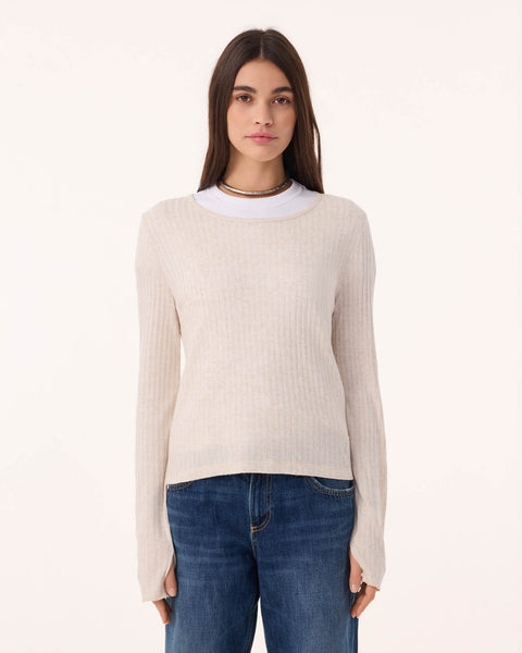 Pull Maori Linvi beige chiné - Image 2