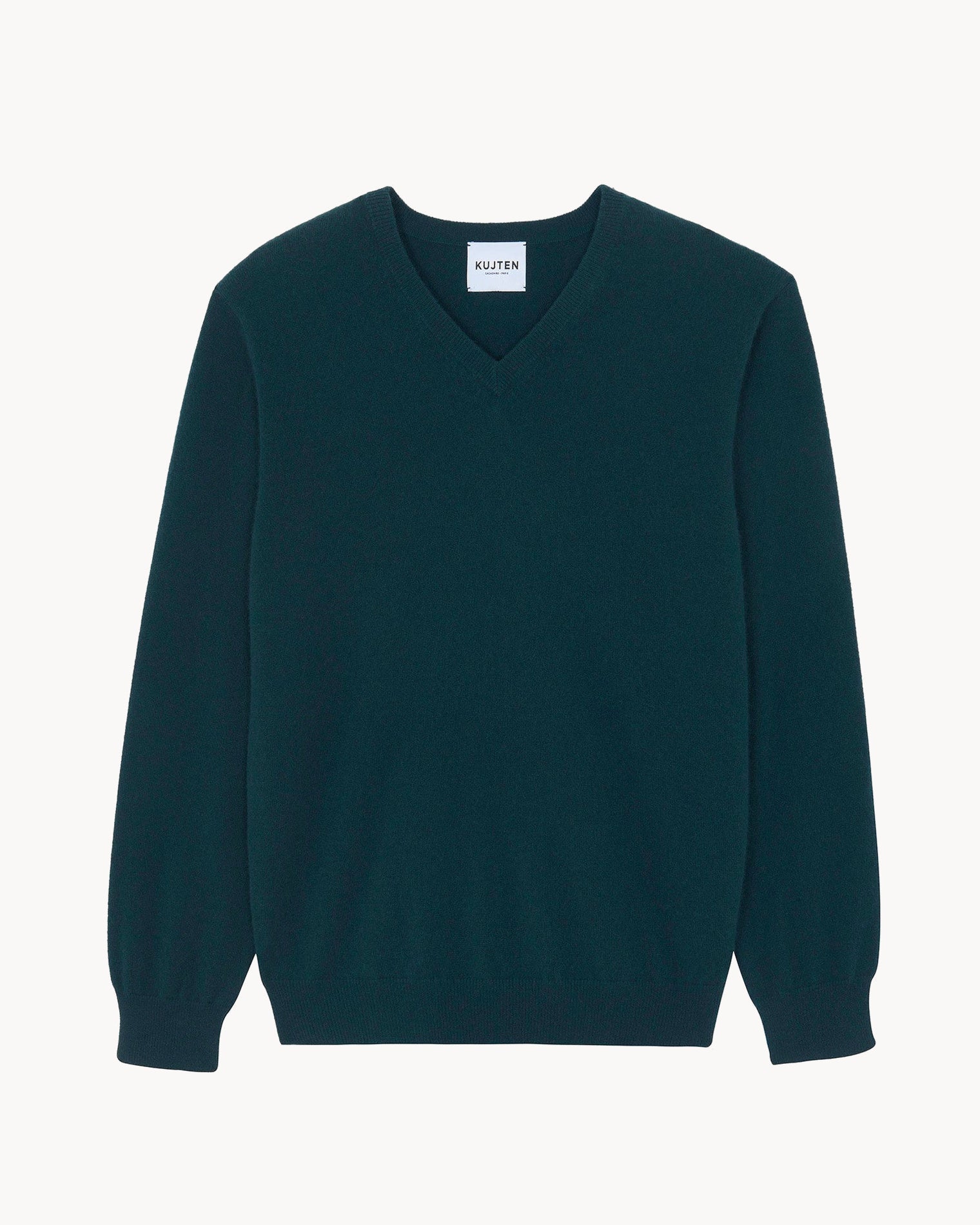 Pine Green V-Neck Cashmere Sweater Kujten Cashmere