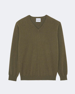 Pull en cachemire kaki pour homme - Kujten packshot