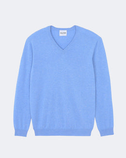 Pull en cachemire bleu pour homme - Kujten packshot