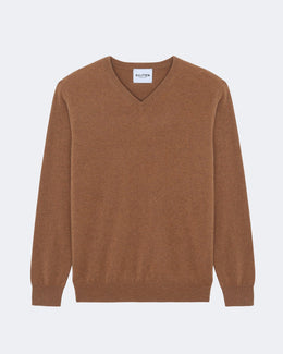Pull en cachemire camel pour homme - Kujten packshot