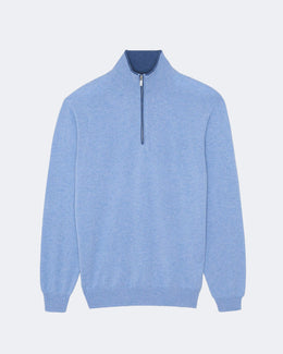 Pull en cachemire bleu pour homme - Kujten packshot