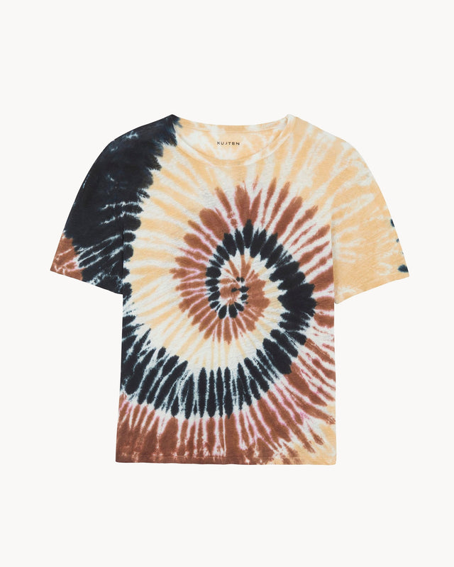 T-Shirt Karim Tie Dye camelo brown - Image principale